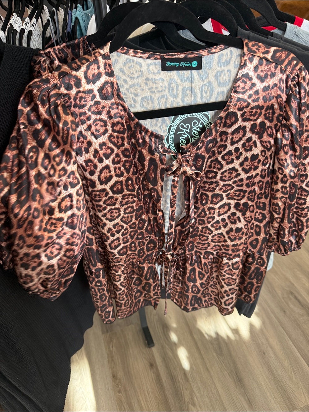 Stevie & Me Leopard-Print Tie-Front Blouse - Brown